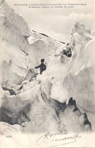 Hohneck Avalanche rompue au coucher du soleil posted 1904