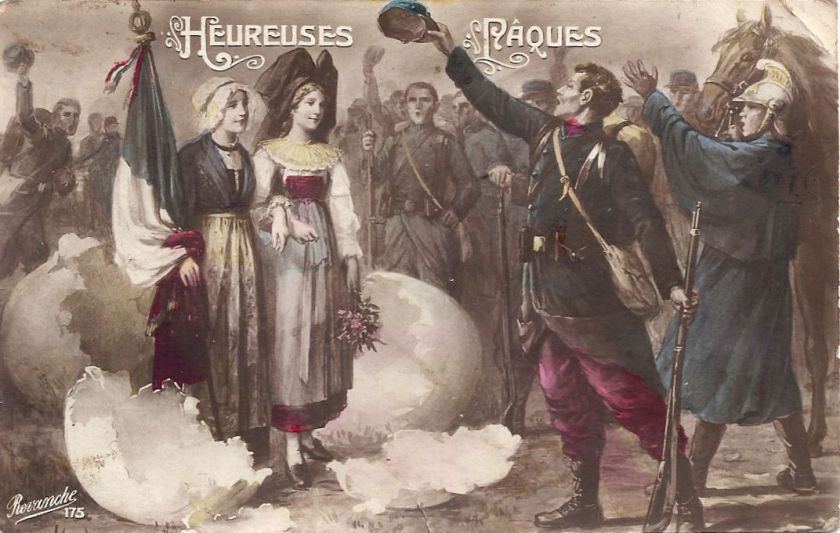 Patriotic Hereuses Pâques sent 1915